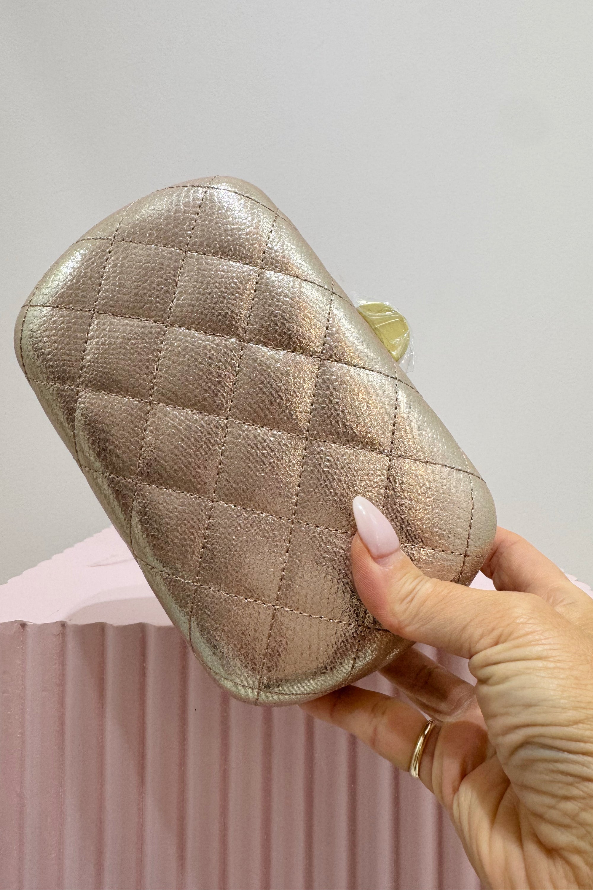 Olga Berg Zoey Quilted Clutch | Blush