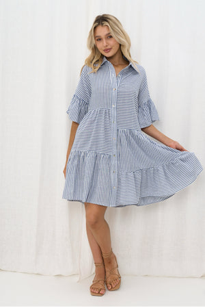 Chosen By Fifi & Annie Roxy Oversized Shirt Dress | Blue Stripe