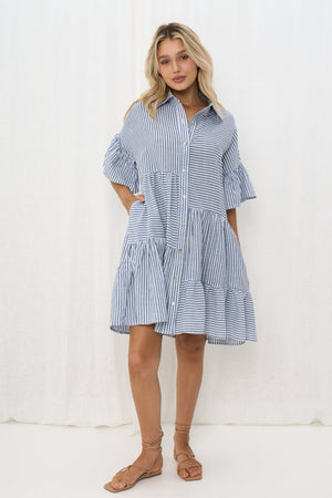 Chosen By Fifi & Annie Roxy Oversized Shirt Dress | Blue Stripe