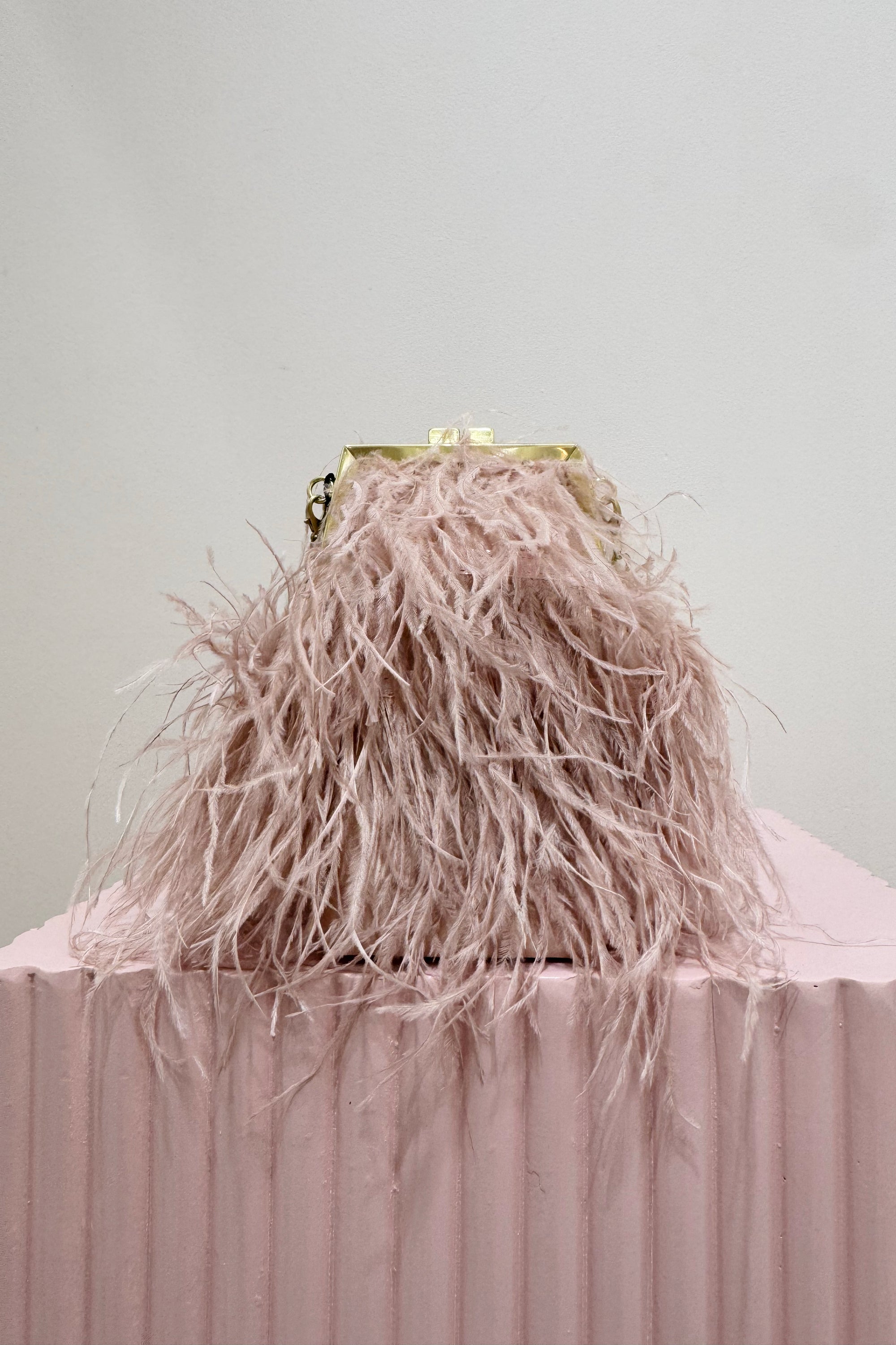 Olga Berg Sara Feather Frame Bag | Blush