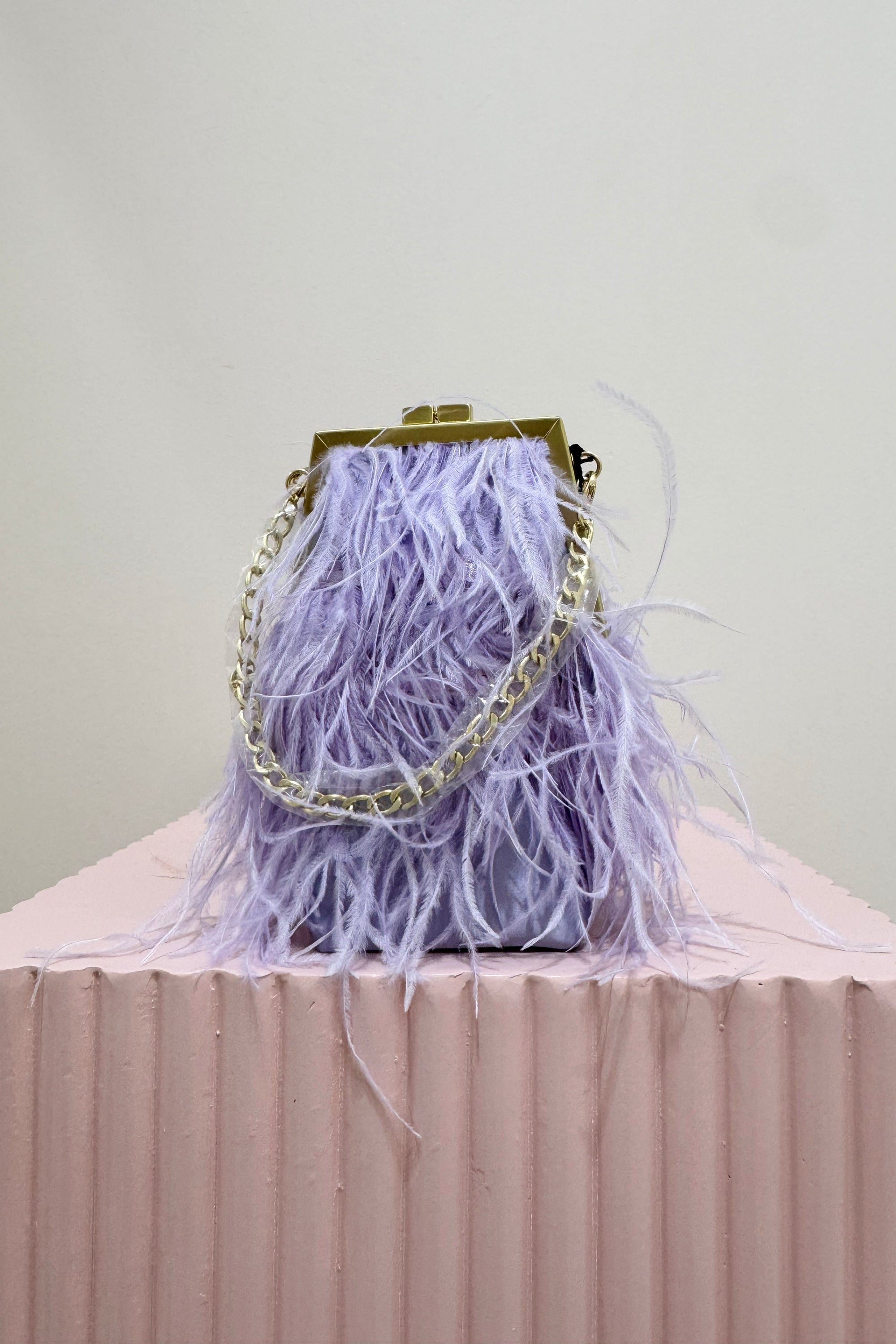 Olga Berg Sara Feather Frame Bag | Lilac