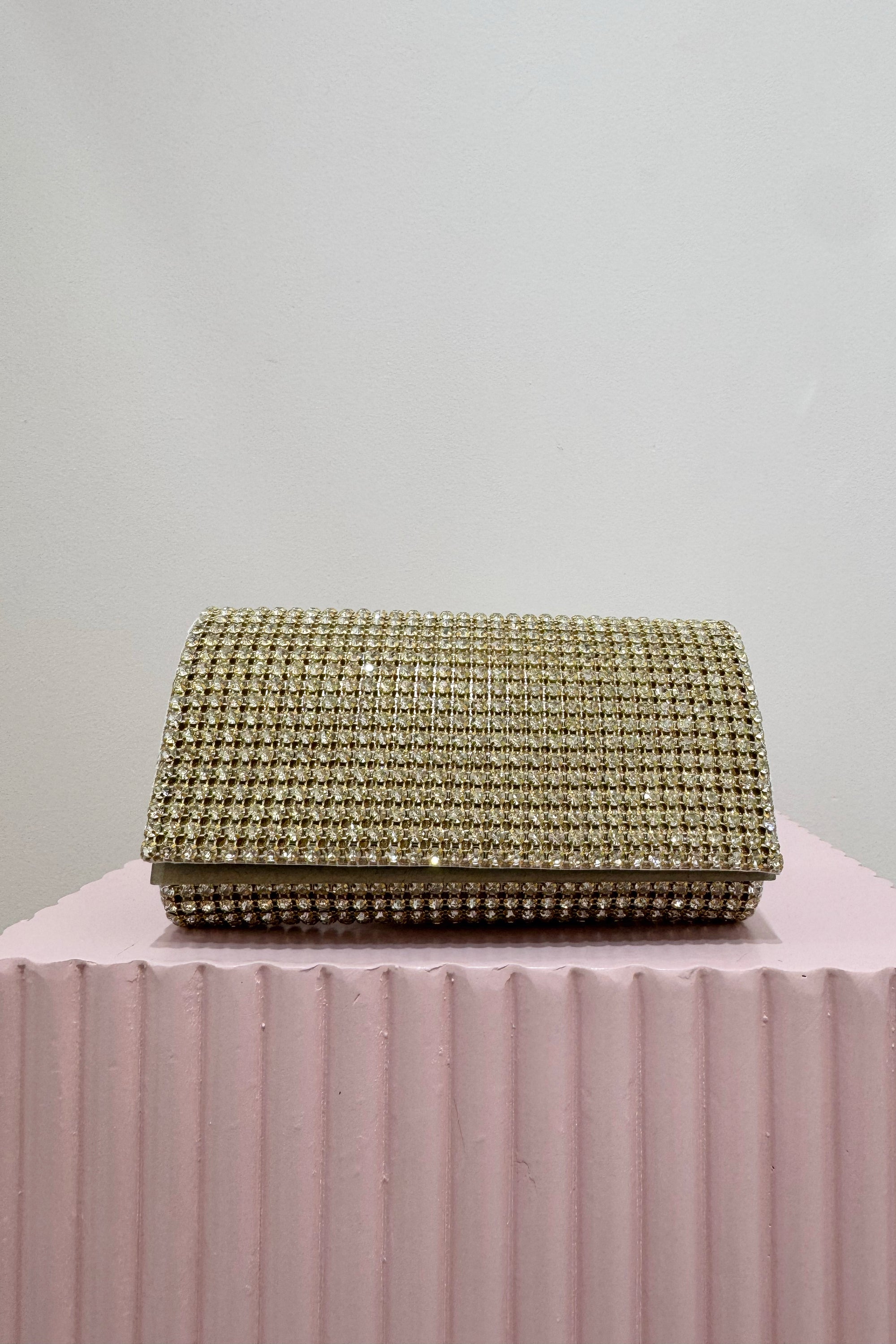 Olga Berg Mariana Crystal Clutch | Champagne