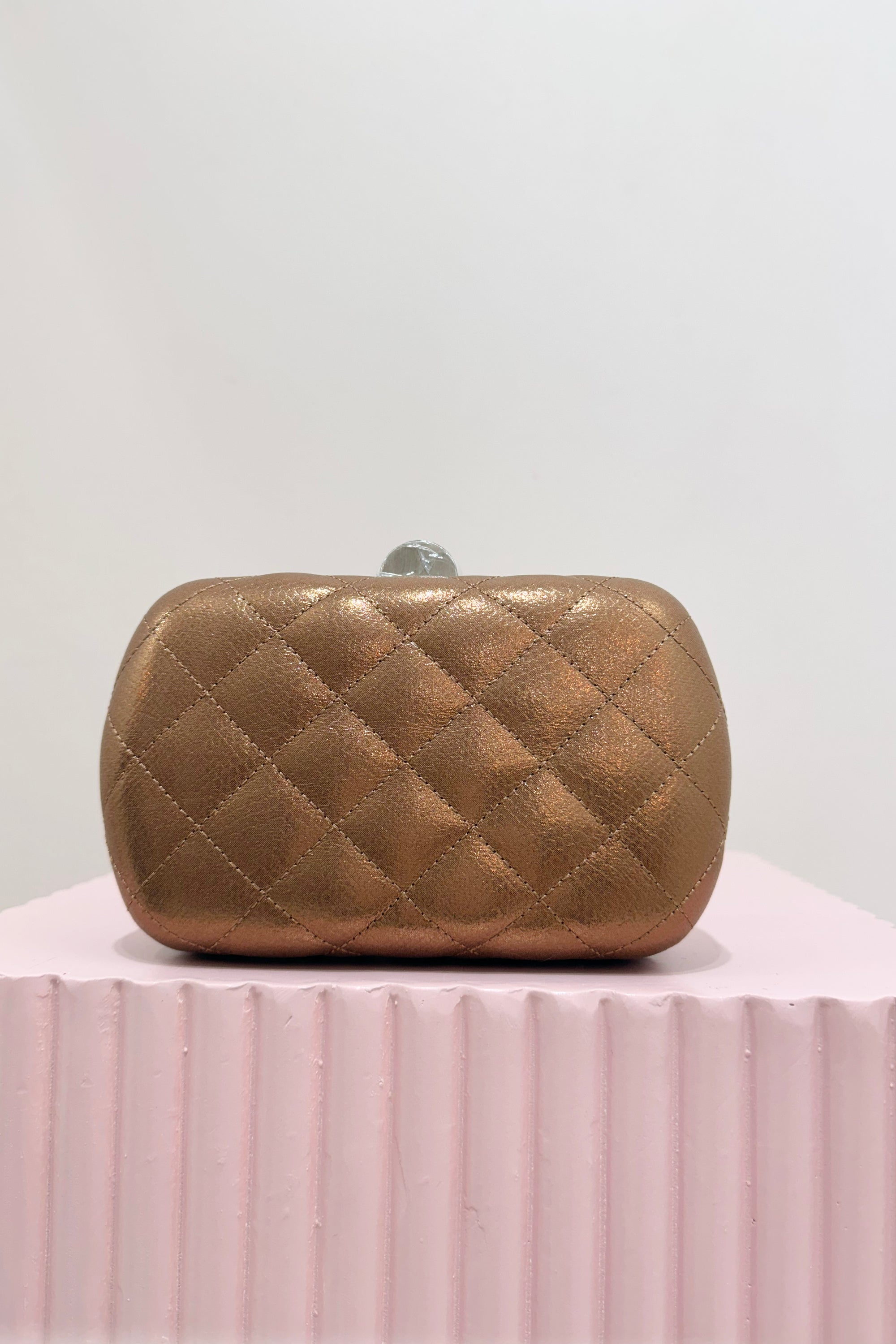 Olga Berg Zoey Quilted Clutch | Copper