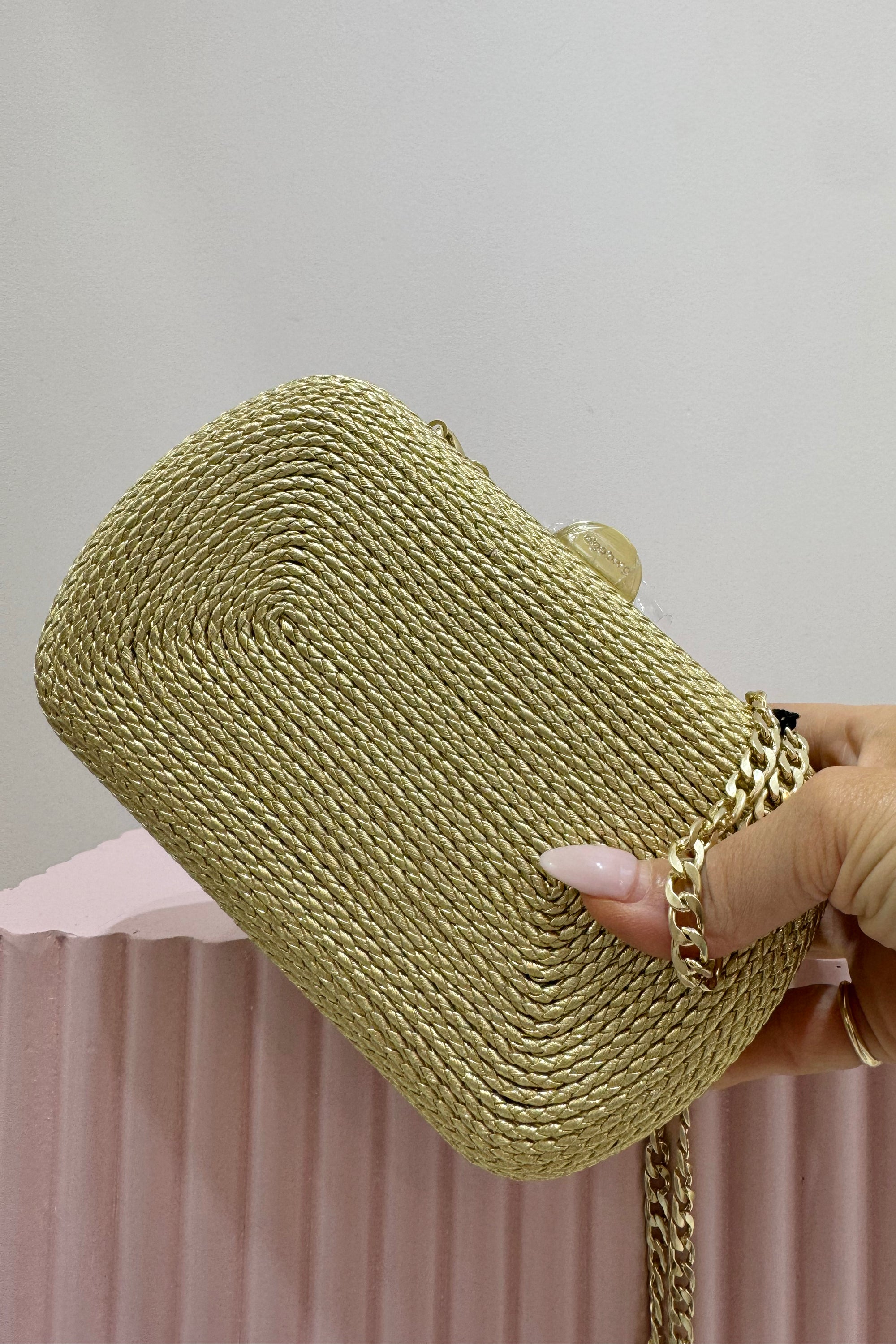 Olga Berg Martina Coiled Rope Clutch | Gold