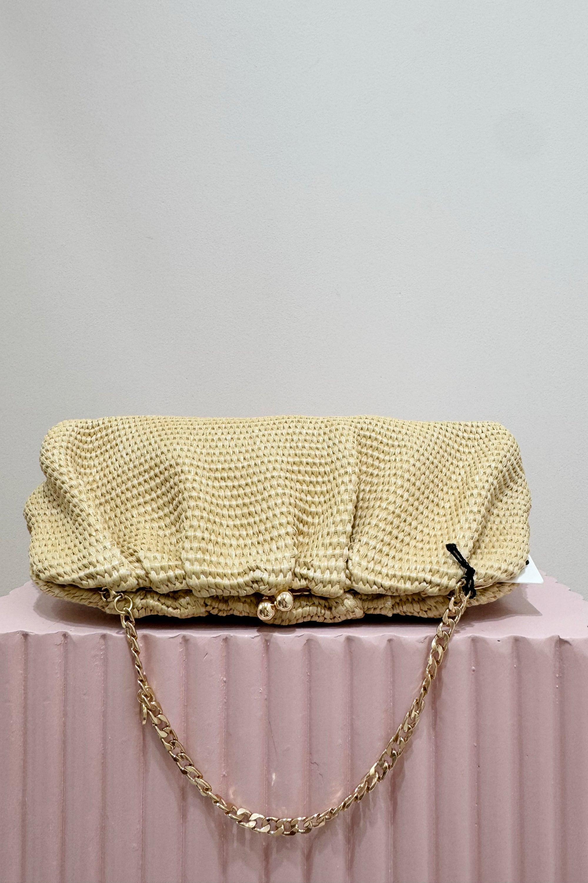 Olga Berg Queenie Woven Clutch | Natural