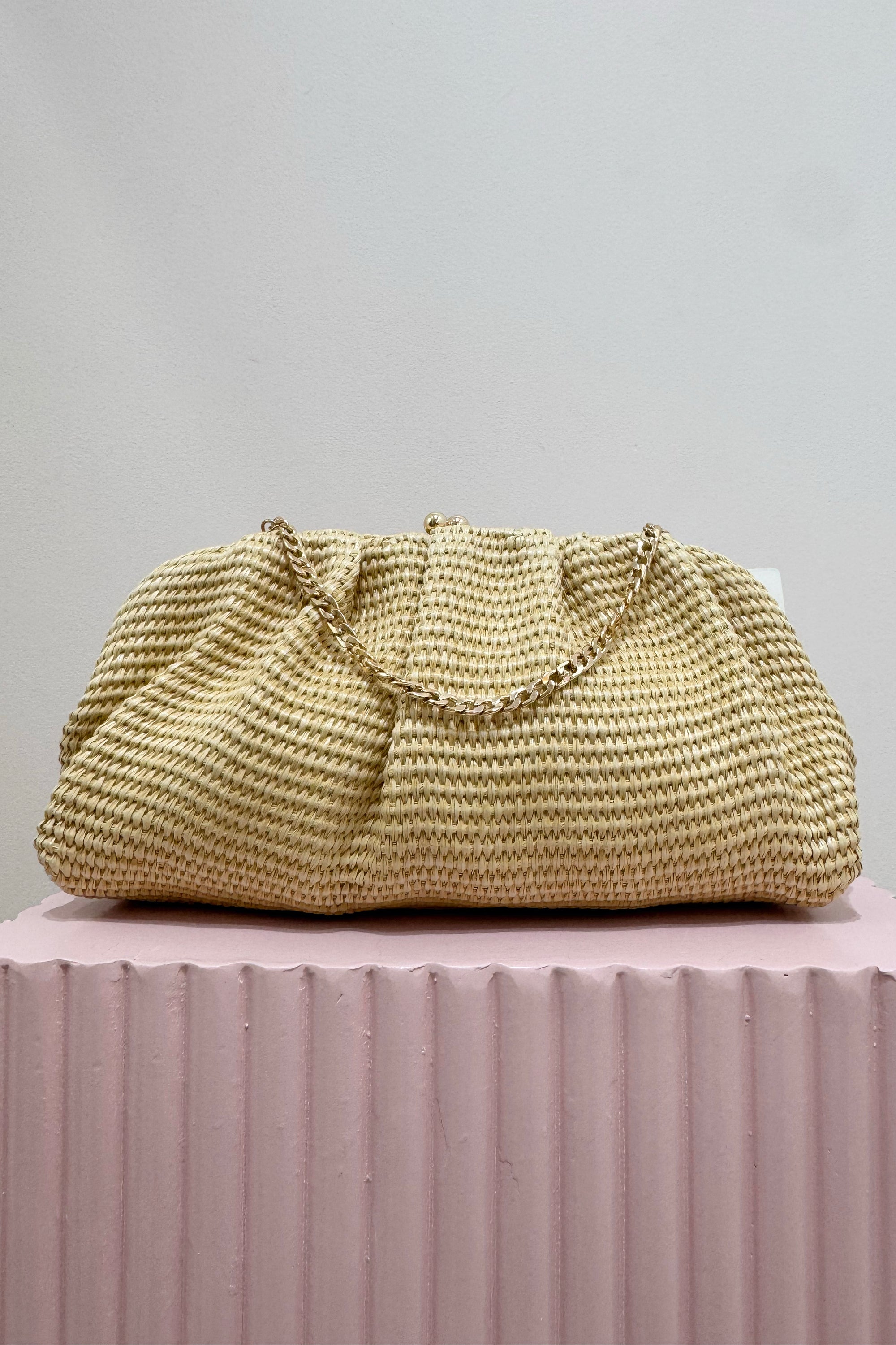 Olga Berg Queenie Woven Clutch | Natural