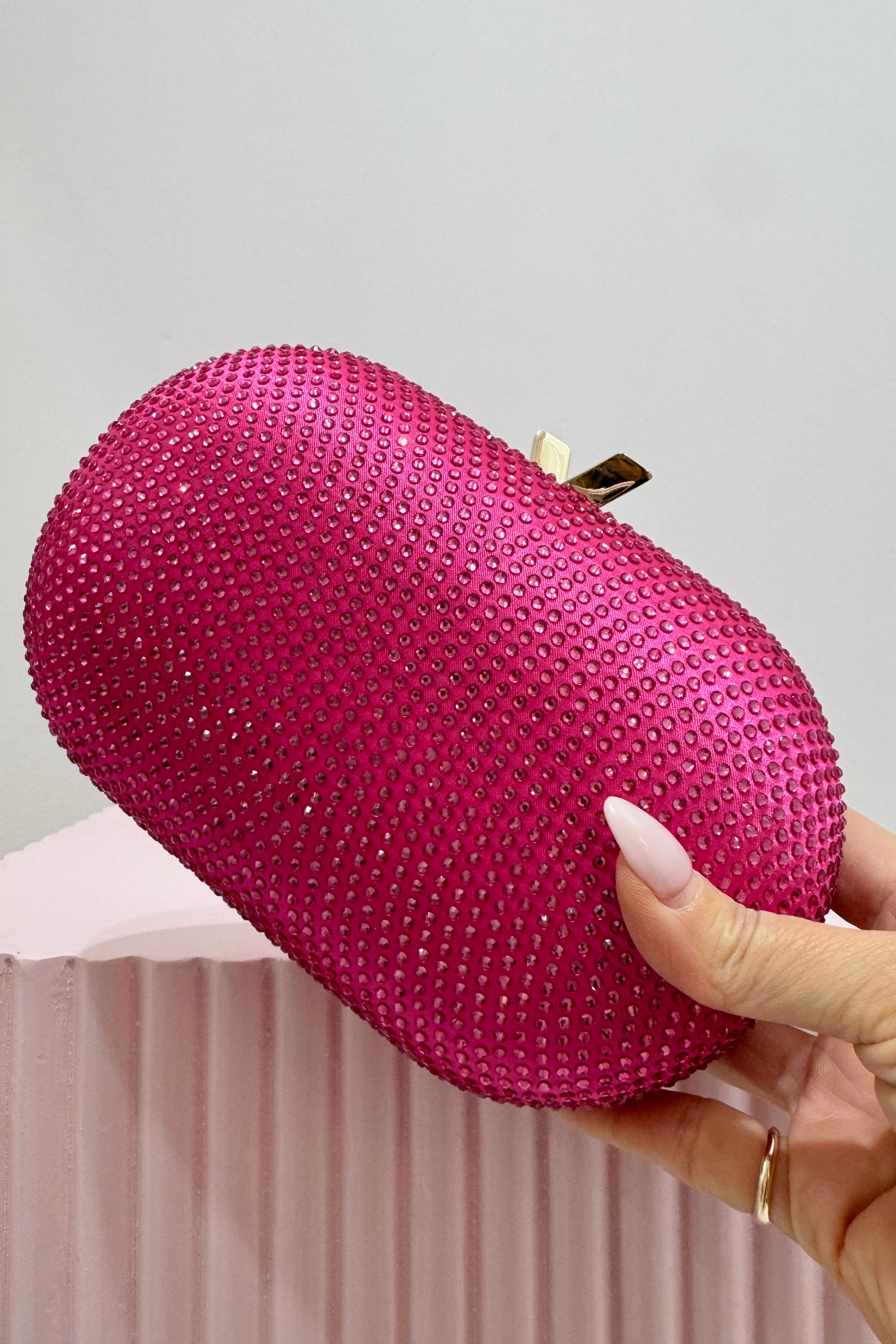 Olga Berg Melanie Hotfix Clutch | Fuchsia