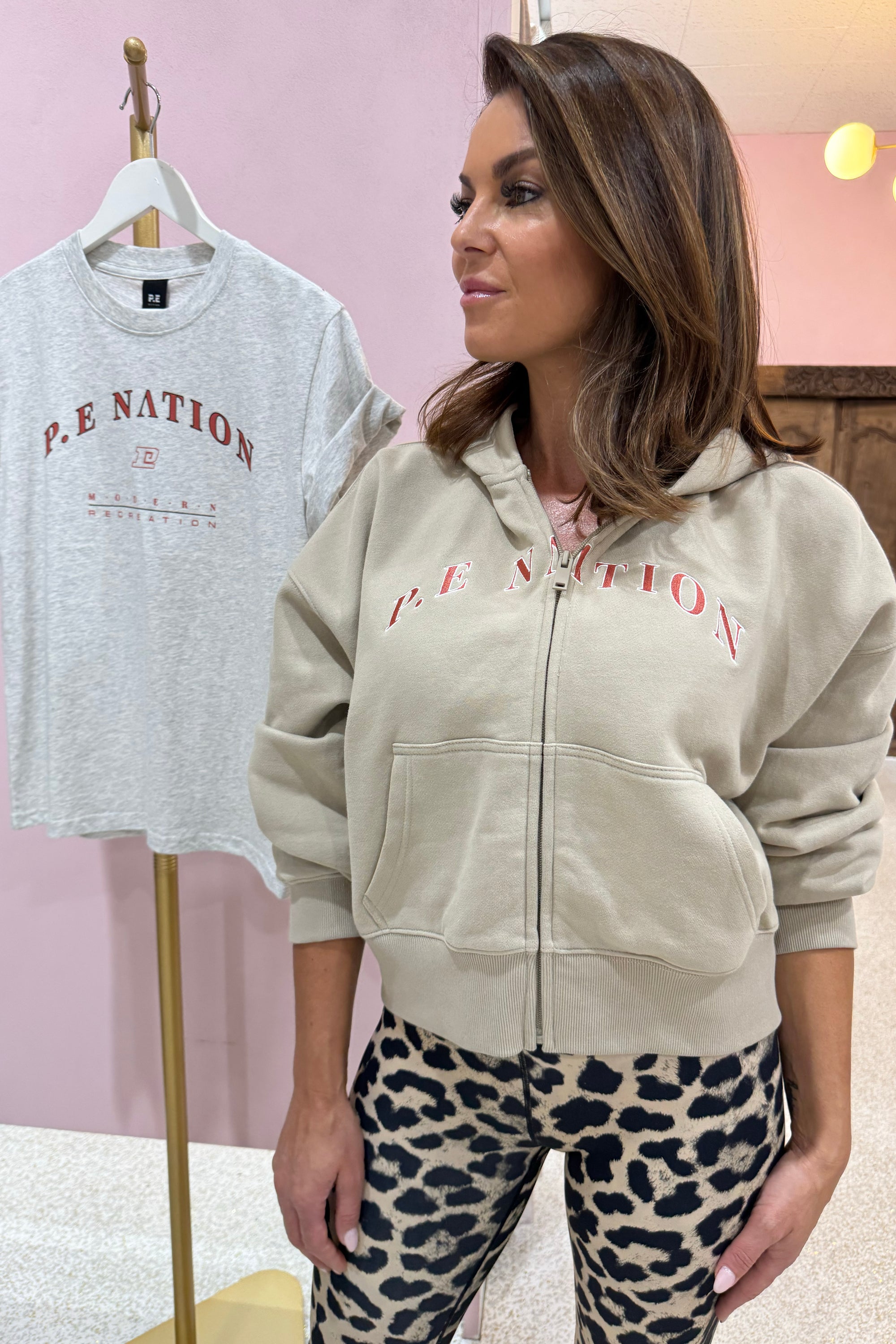 P.E Nation Eastside Zip Hoodie | Oxford Tan