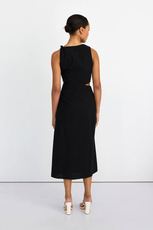 Chosen By Fifi & Annie The Caitlin Tuck Midi Dress | Black