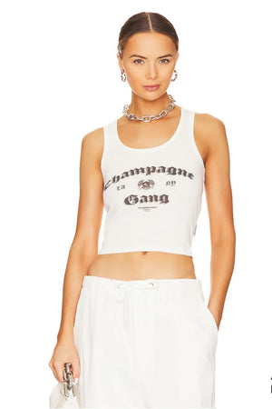 The Laundry Room Champagne Gang Rib Tank | White