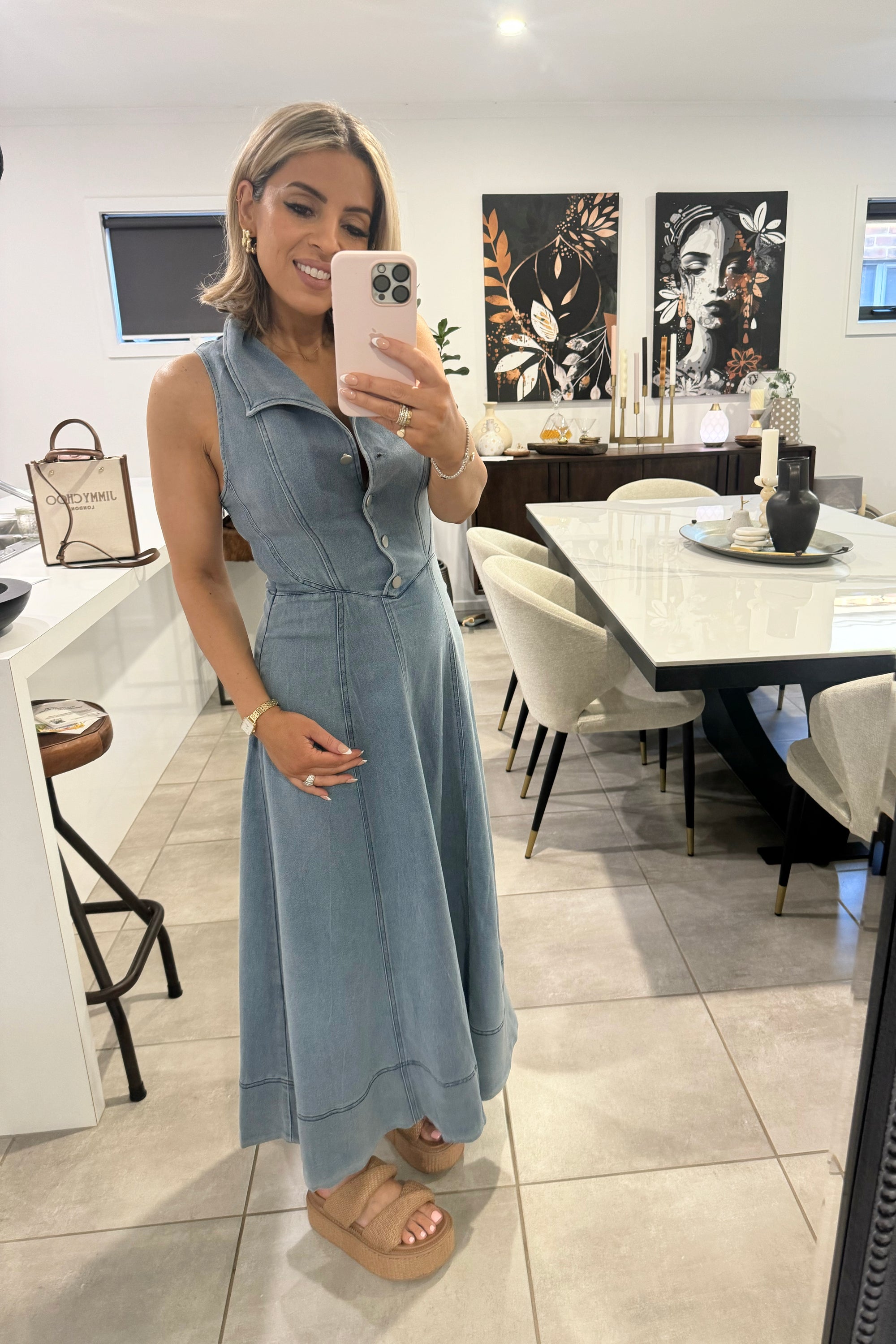 Chosen By Fifi & Annie A Date With Destiny Denim Midi Dress | Mid Blue