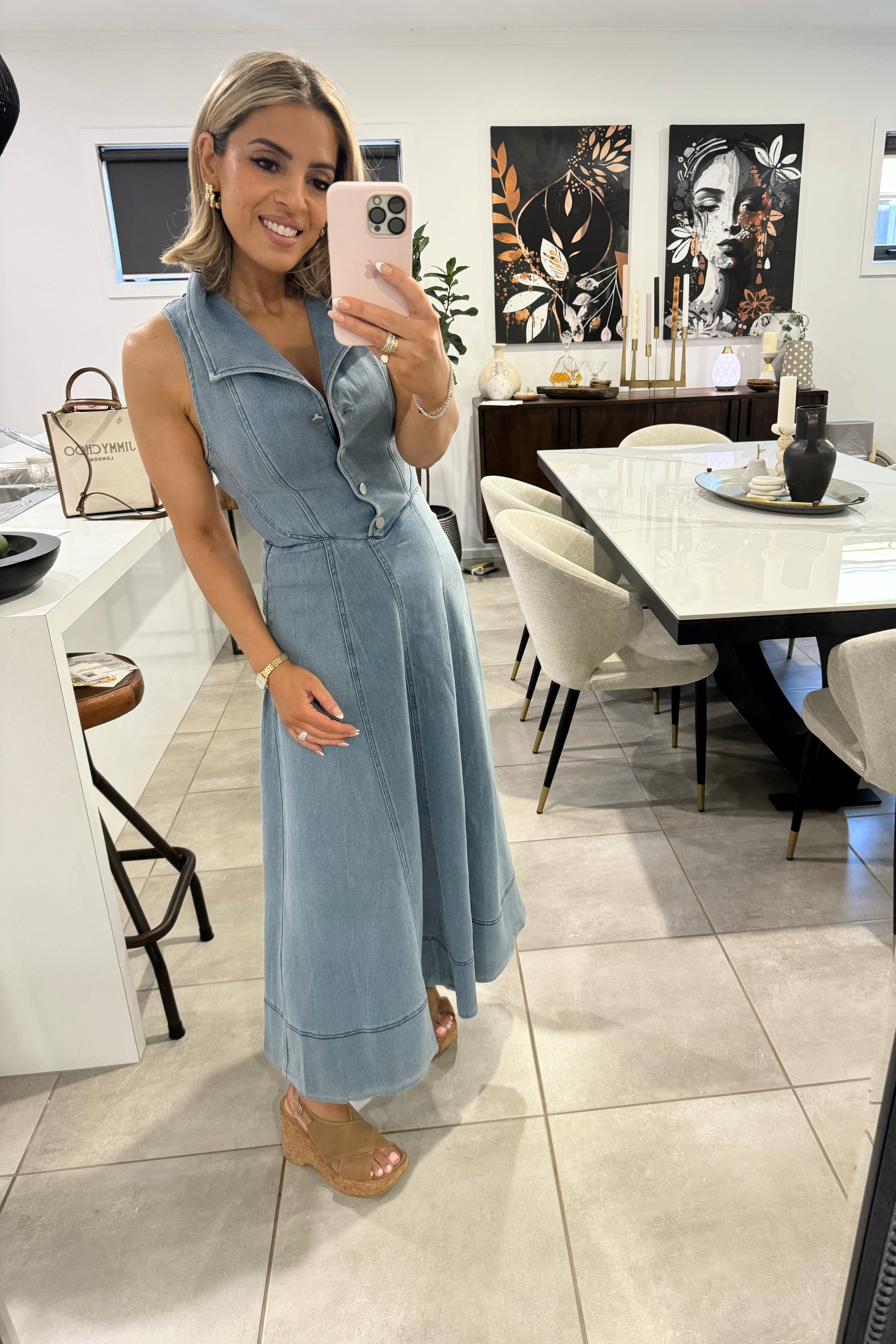 Chosen By Fifi & Annie A Date With Destiny Denim Midi Dress | Mid Blue