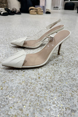 By Lana Wilkinson Remi Pump Heel | Vinylite/White Patent