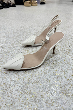 By Lana Wilkinson Remi Pump Heel | Vinylite/White Patent