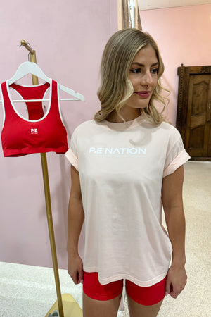 P.E Nation Aero Short Sleeve Tee | Blush / White