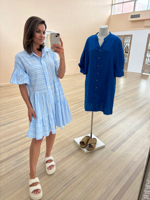 Chosen By Fifi & Annie Roxy Oversized Shirt Dress | Blue Stripe