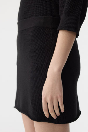 Bassike Textured Cotton Pique Knit Skirt | Black