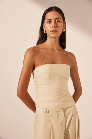 Shona Joy Kasbah Strapless Draped Bodice | Oyster