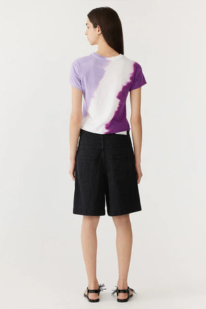 Bassike Dye Raw Edge Baby Tee | Faded Lavender / White / Violet