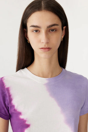 Bassike Dye Raw Edge Baby Tee | Faded Lavender / White / Violet