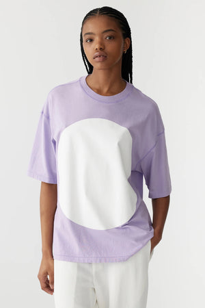 Bassike Slouch Dot Print Short Sleeve Tee | Faded Lavender White Dot