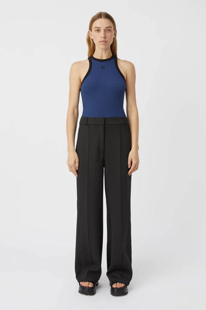 C&M Camilla & Marc Nora Contrast Bind Rib Tank | Raw Denim Blue / Black