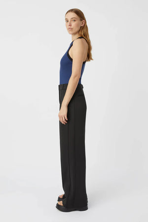 C&M Camilla & Marc Nora Contrast Bind Rib Tank | Raw Denim Blue / Black