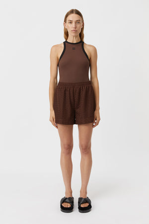 C&M Camilla & Marc Nora Contrast Bind Rib Tank | Mocha / Black