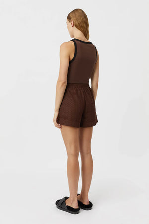 C&M Camilla & Marc Nora Contrast Bind Rib Tank | Mocha / Black