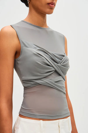 Misha Zoey Mesh Top | Grey Cloud