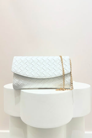 Olga Berg Aisha Embossed Clutch | White