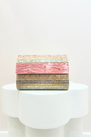 Olga Berg Stacer Acrylic Clutch | Blush