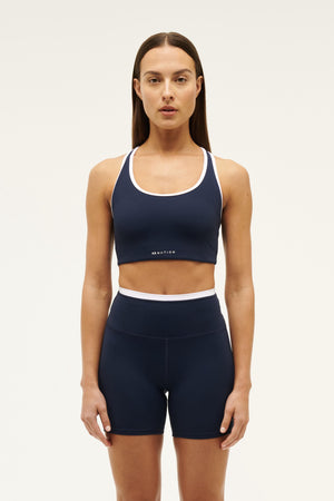 P.E Nation Stellar Sports Bra | Dark Navy / Optic White