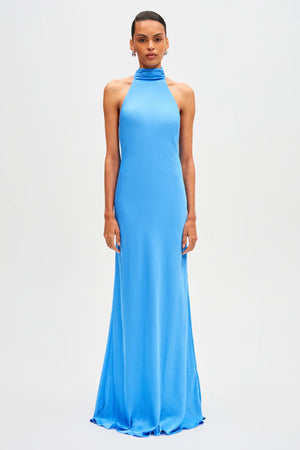 Misha Evianna Satin Gown | Lapis Blue