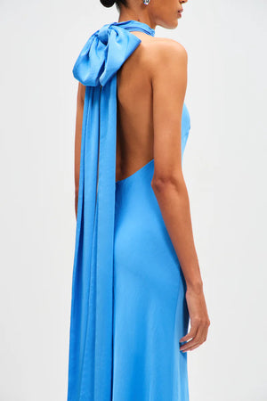 Misha Evianna Satin Gown | Lapis Blue