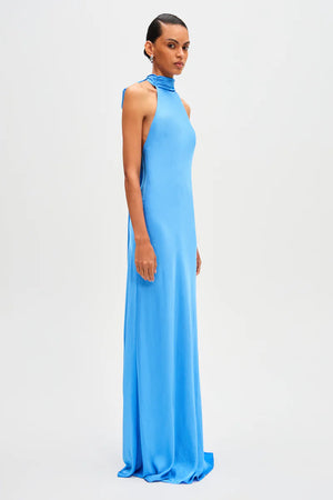 Misha Evianna Satin Gown | Lapis Blue