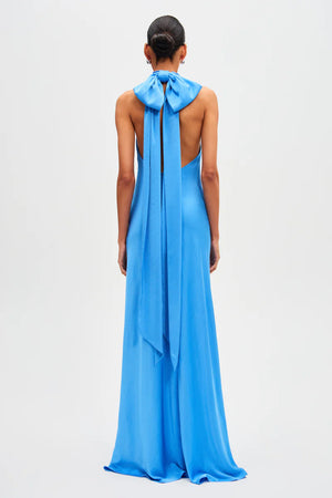 Misha Evianna Satin Gown | Lapis Blue