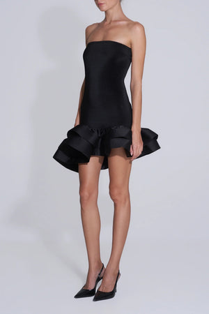 L'idee Volant Mini Dress | Noir