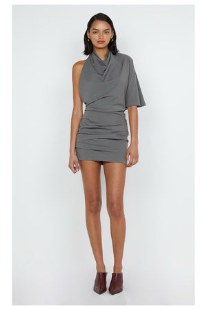 Bec + Bridge Sanja Asym Mini Dress | Elephant Grey