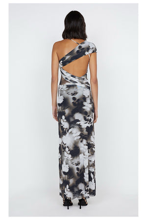 Bec + Bridge Solene Asym Dress | Dark Blurred Floral