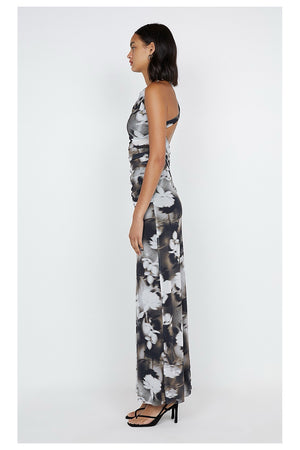 Bec + Bridge Solene Asym Dress | Dark Blurred Floral