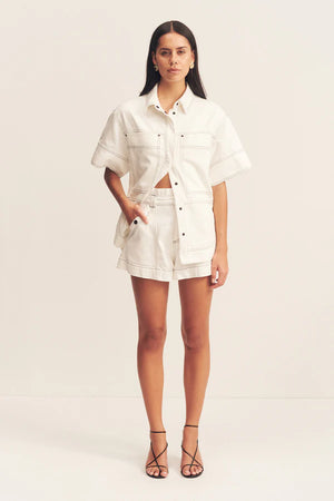 Shona Joy Hana High Waisted Flared Short | Ivory