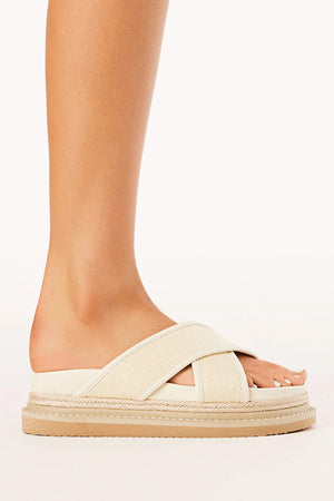 Billini Aysha Platform Slide | Cream Raffia