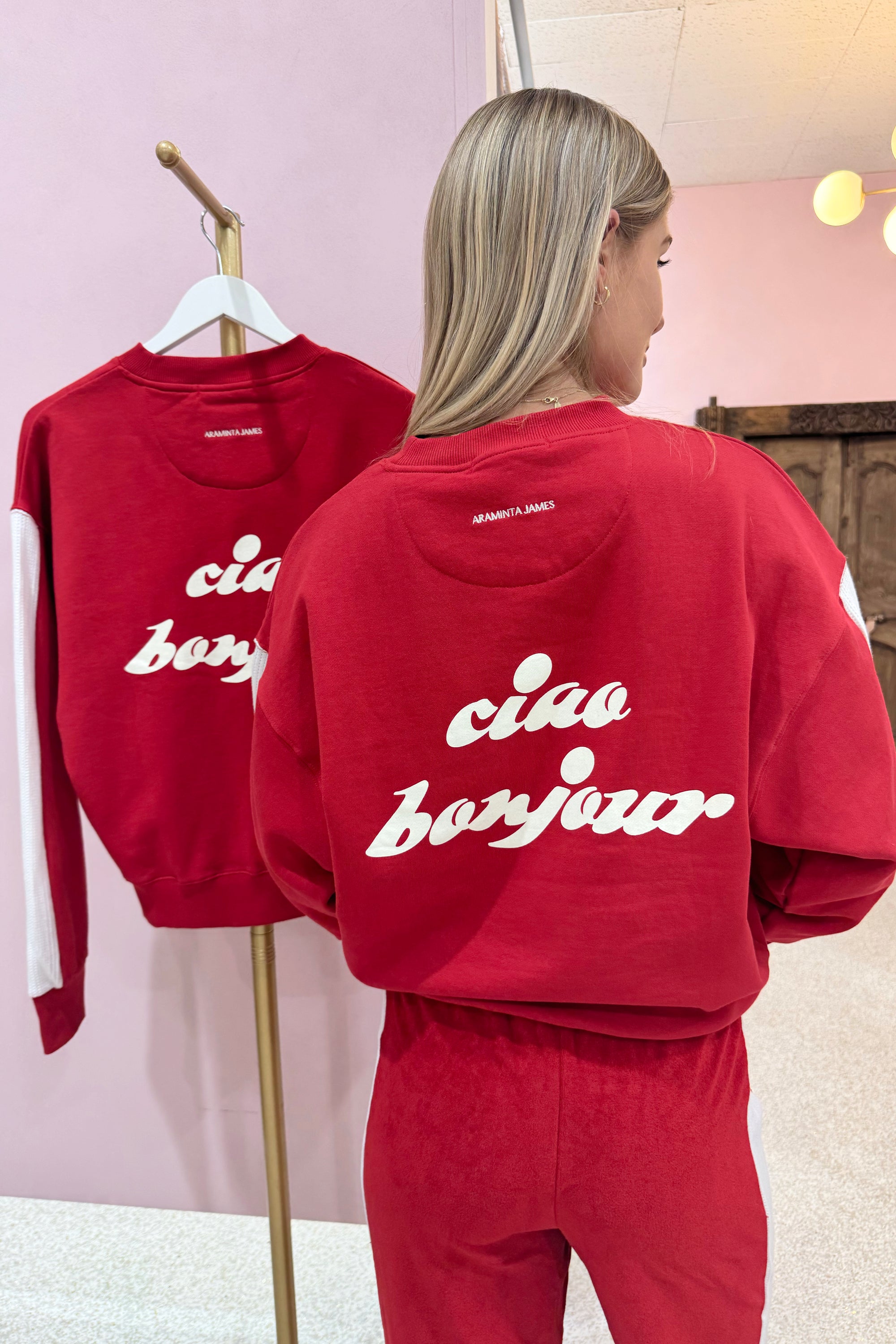 Araminta James Ciao Bonjour Sweatshirt | Cherry