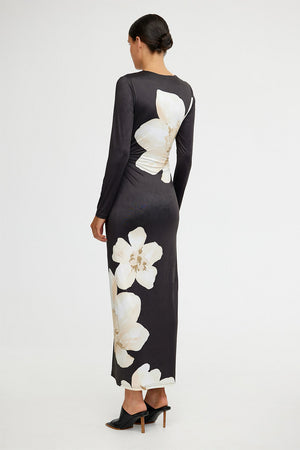 Significant Other Lena Long Sleeve Maxi Dress | Charcoal Botanic