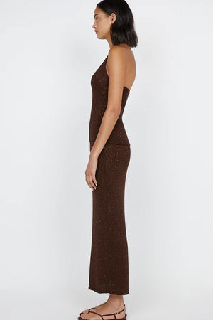 Bec + Bridge Delfina Sequin Tube Skirt | Chocolate