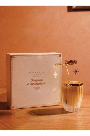 Peppermint Grove Candle & Spinner Gift Set | Champagne & Red Berries