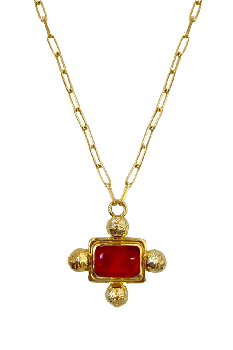 Mountain & Moon Yasmeen Necklace | Gold & Red