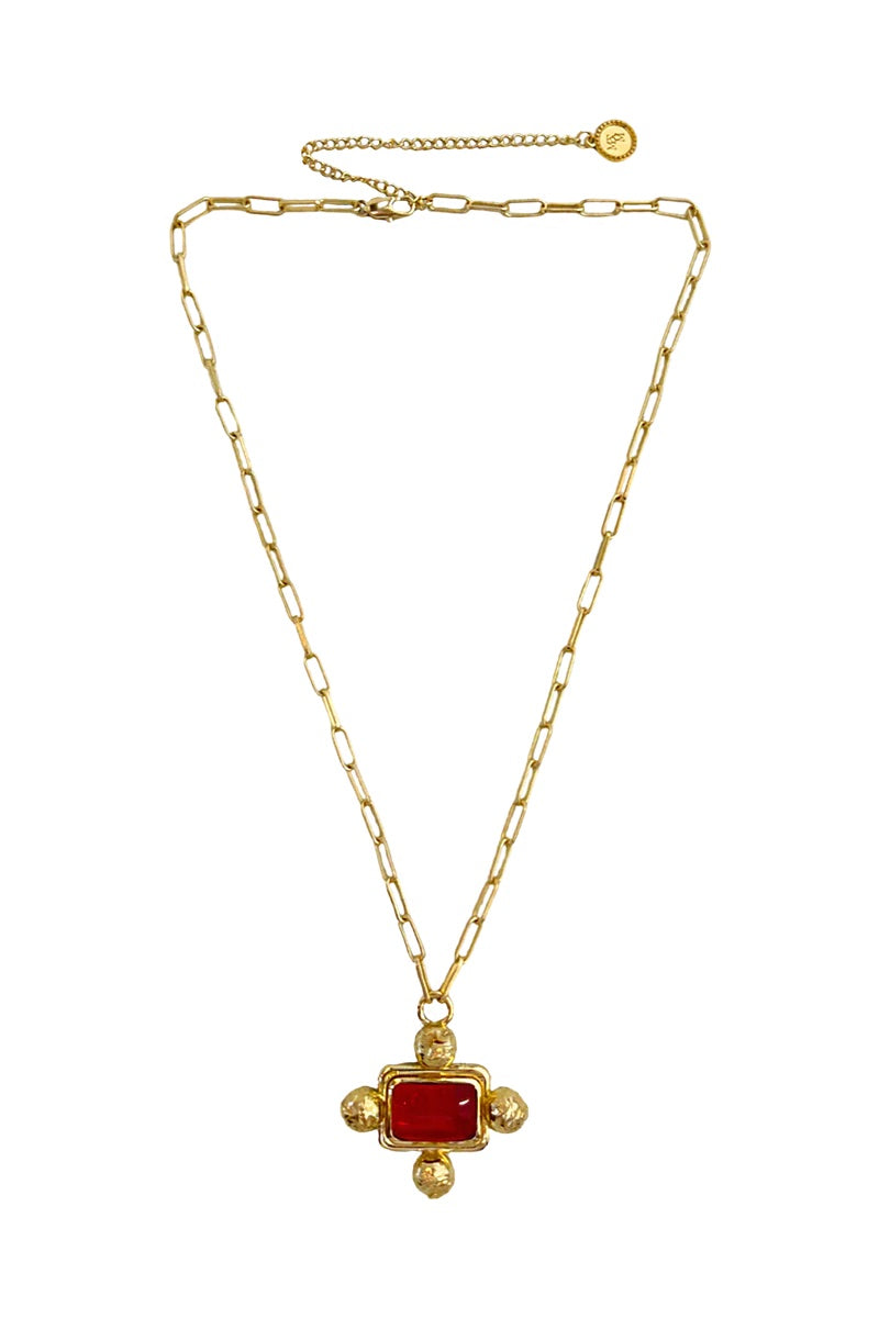 Mountain & Moon Yasmeen Necklace | Gold & Red