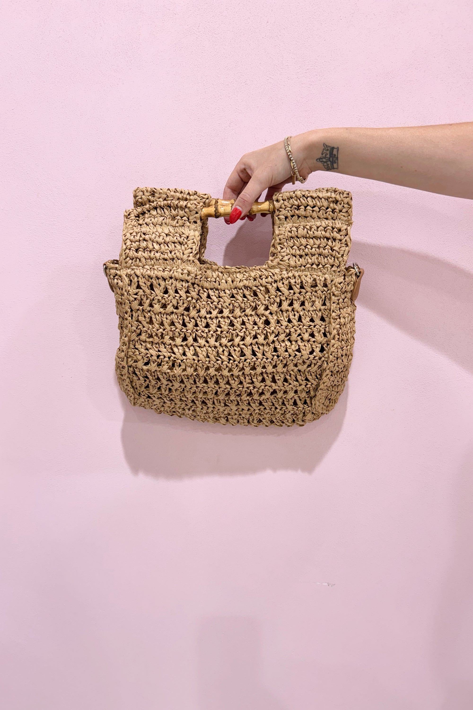 Chosen By Fifi & Annie The Rose Crochet Mini Tote Bag | Tan